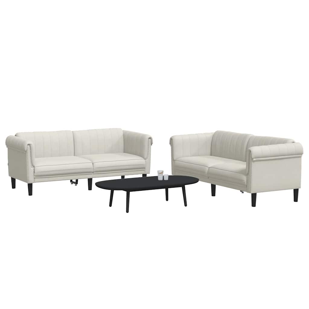 2-dijelni set sofa krem baršunasti
