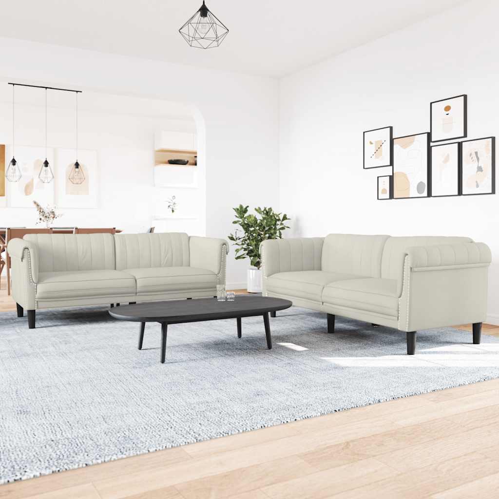 2-dijelni set sofa krem baršunasti