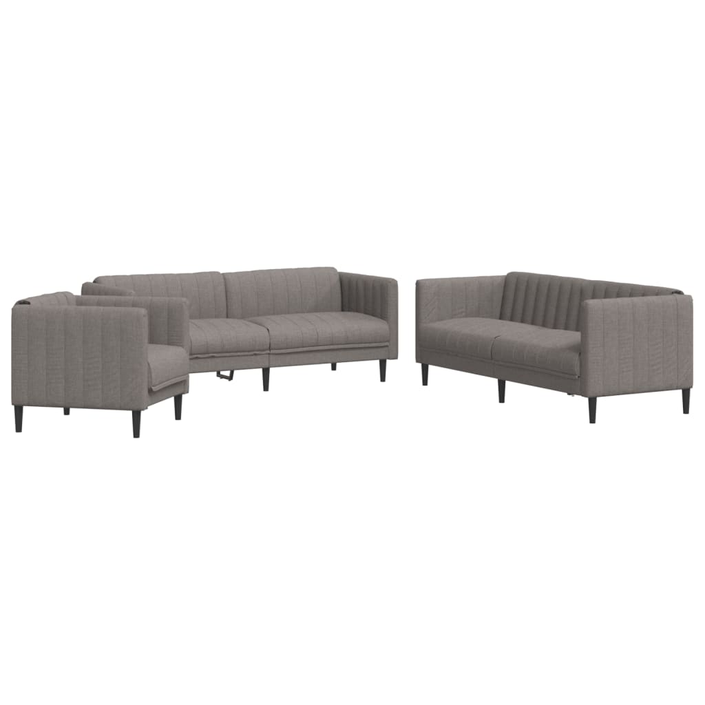 3-dijelni set sofa smeđesivi od tkanine