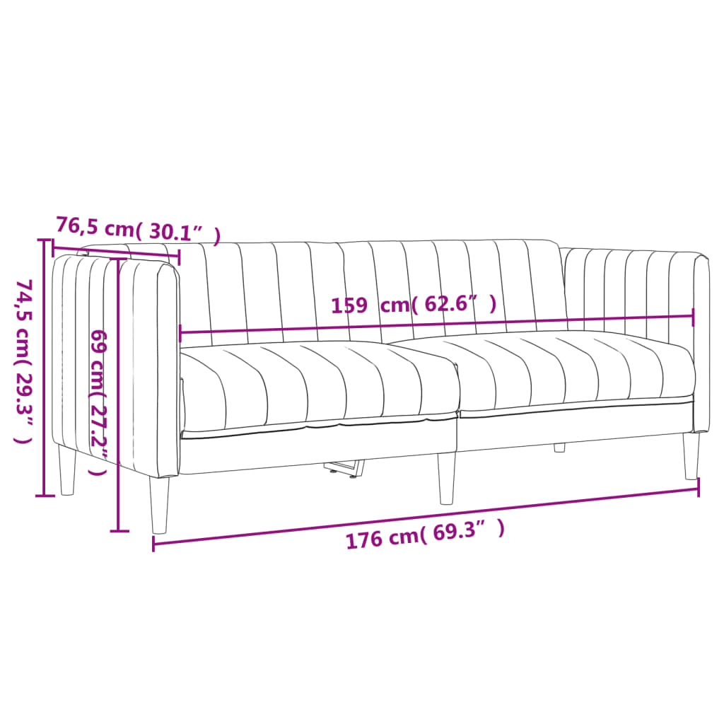 2-dijelni set sofa crni od tkanine