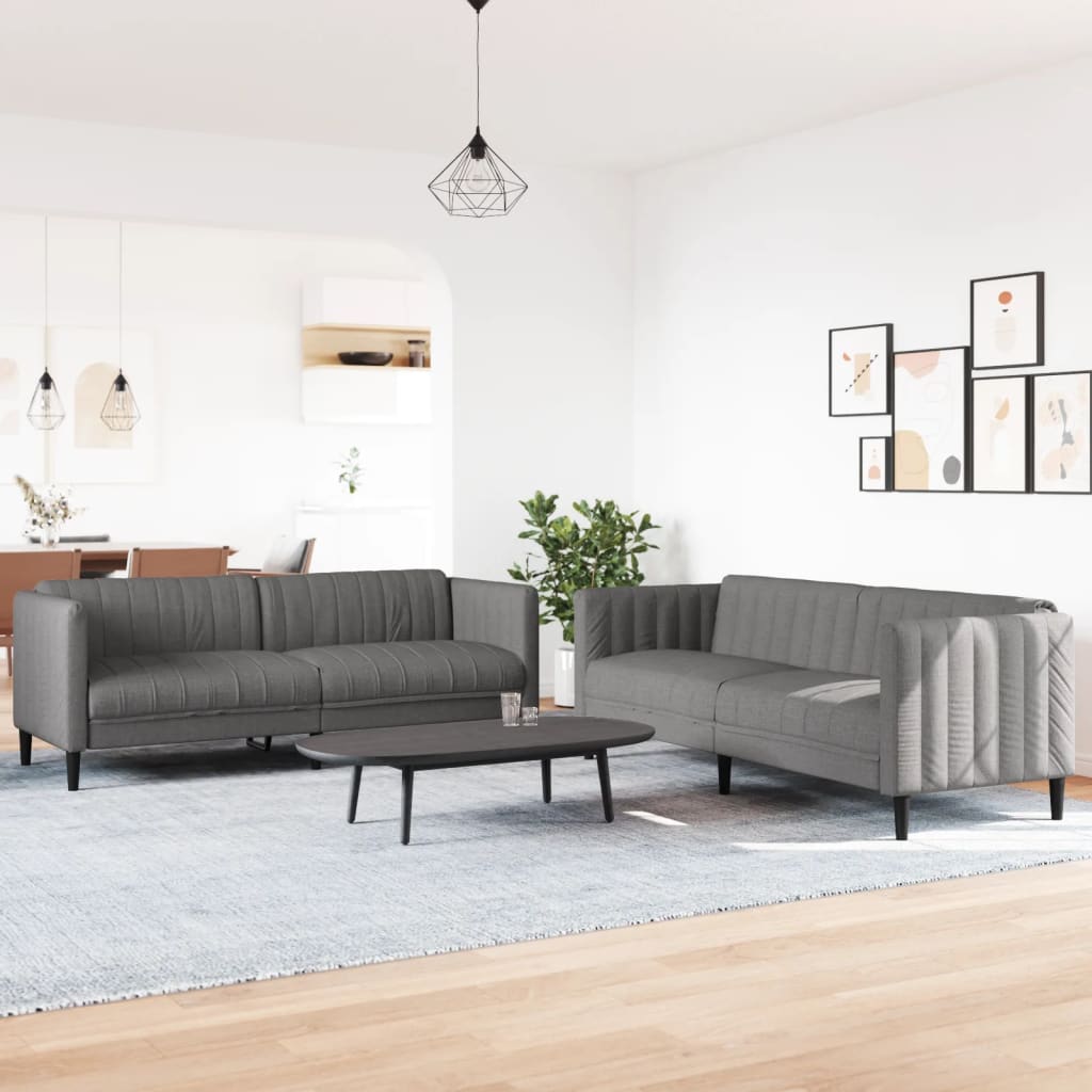 2-dijelni set sofa smeđesivi od tkanine