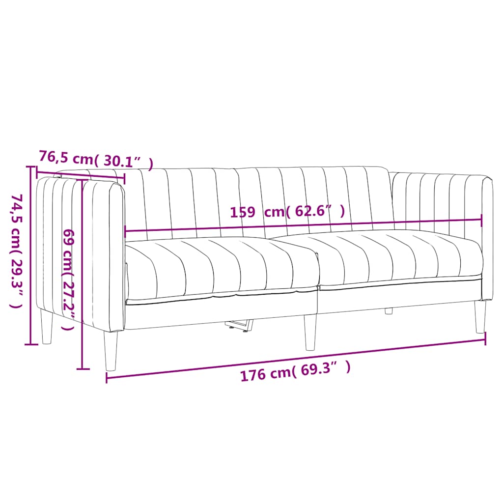 2-dijelni set sofa plavi od tkanine