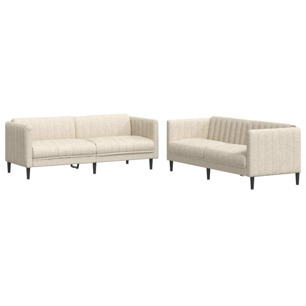 2-dijelni set sofa krem od tkanine