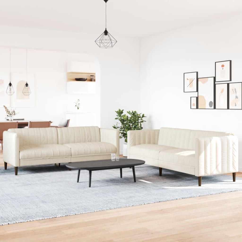 2-dijelni set sofa krem od tkanine