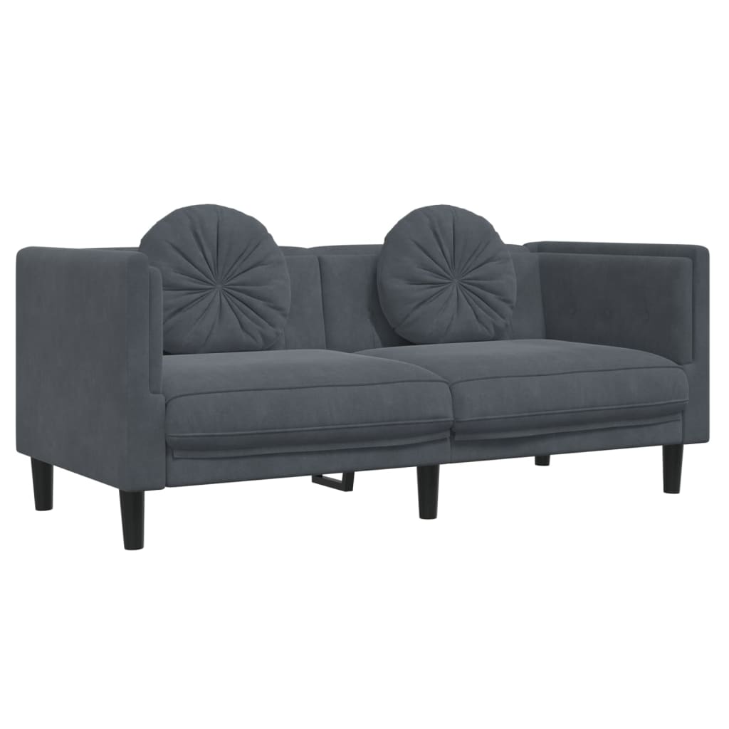 3-dijelni set sofa s jastucima tamnosivi baršunasti