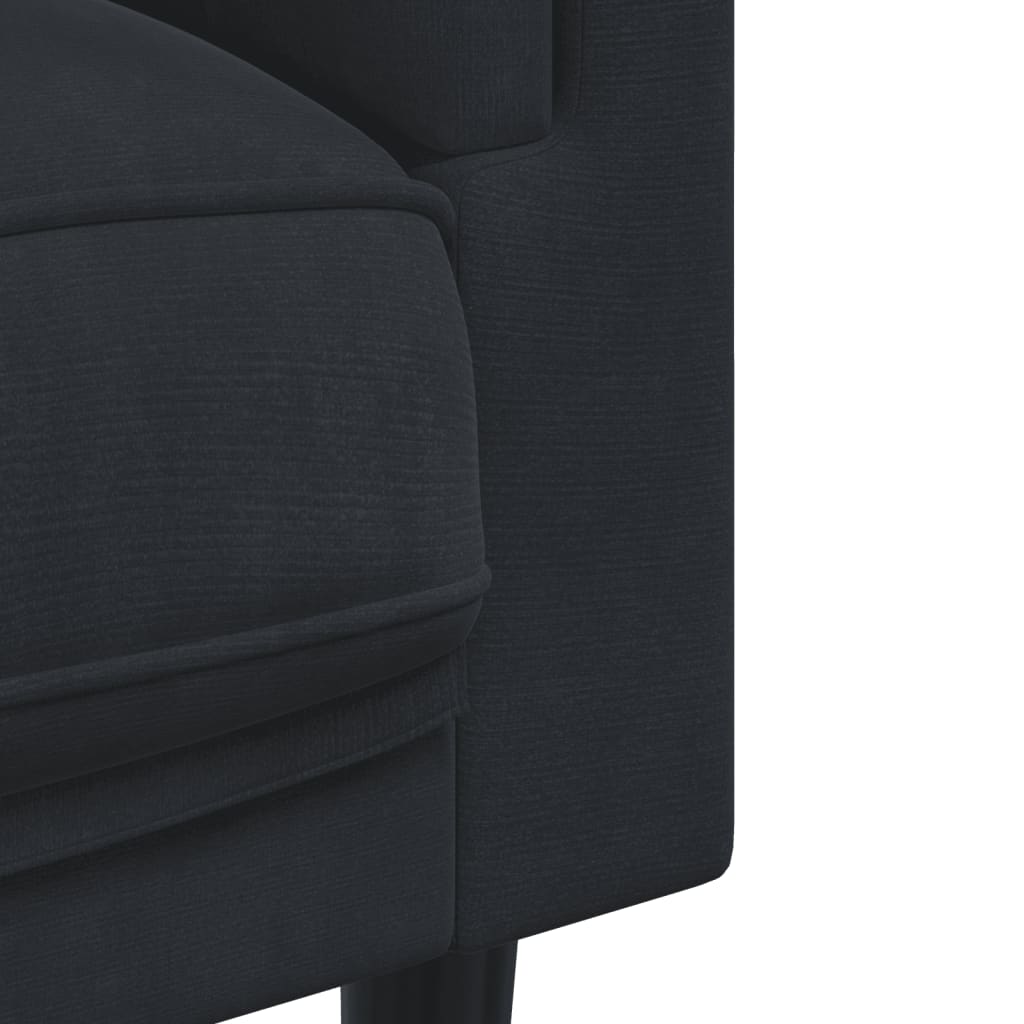 3-dijelni set sofa s jastucima crni baršunasti
