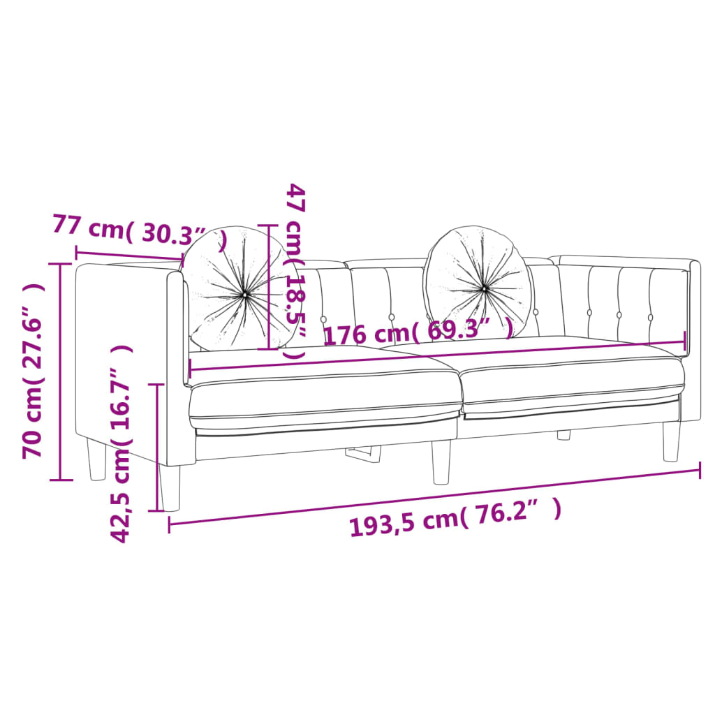 3-dijelni set sofa s jastucima crni baršunasti