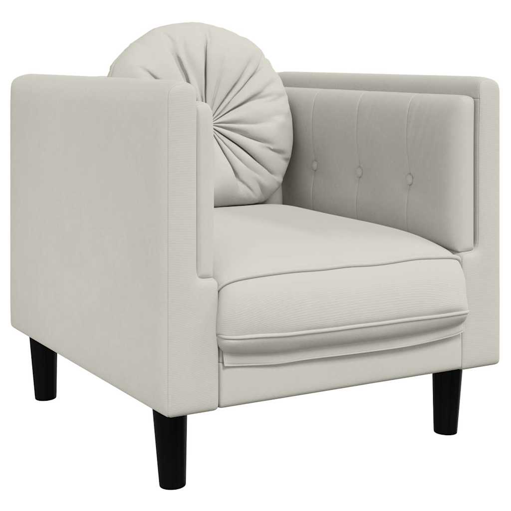 3-dijelni set sofa s jastucima krem baršunasti