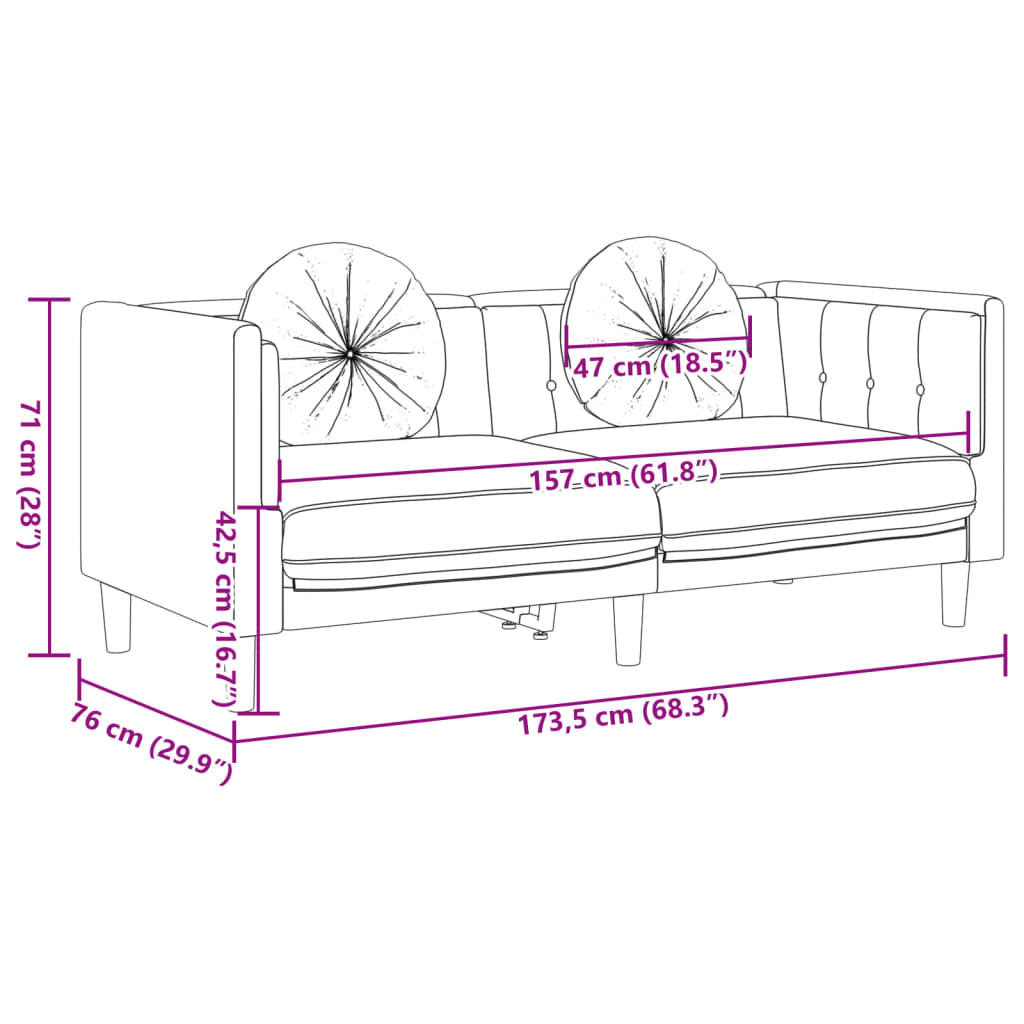 3-dijelni set sofa s jastucima smeđi baršunasti