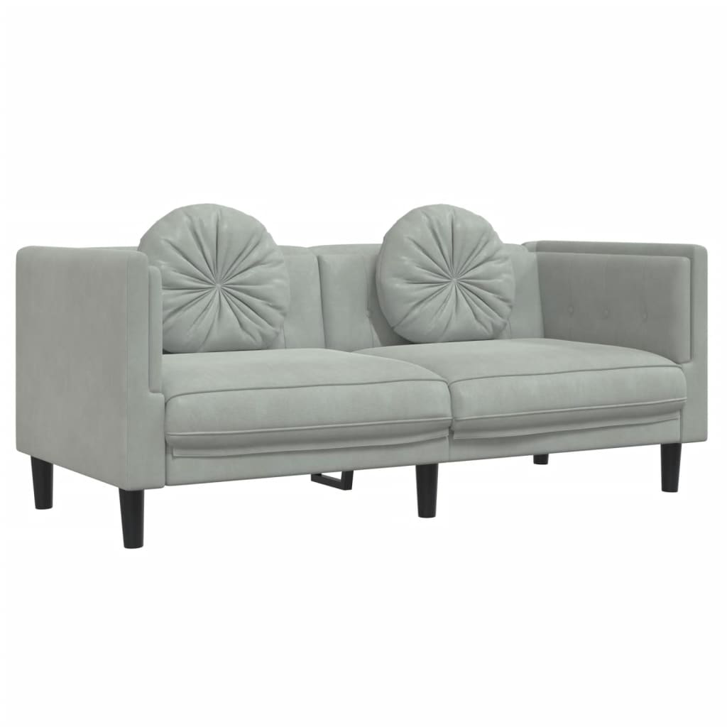 2-dijelni set sofa s jastucima svjetlosivi baršunasti