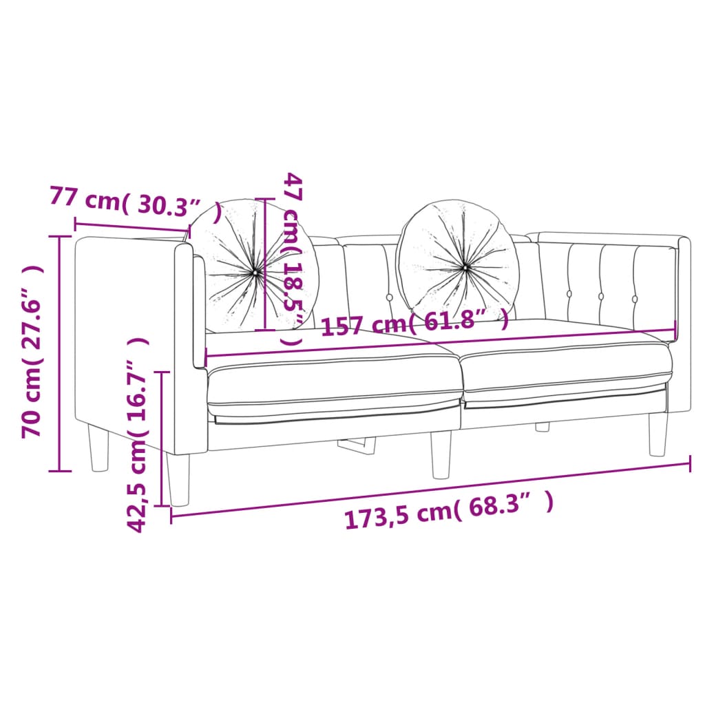 2-dijelni set sofa s jastucima svjetlosivi baršunasti