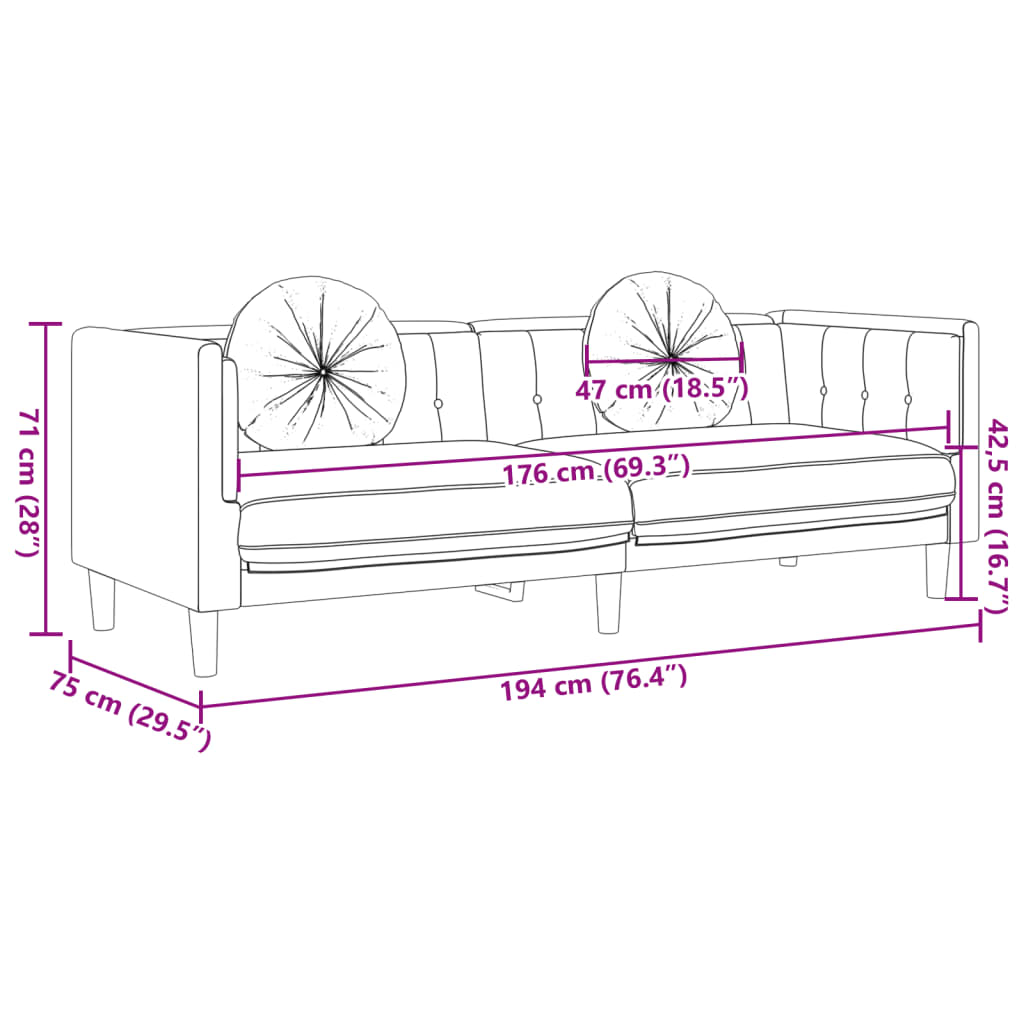 2-dijelni set sofa s jastucima smeđi baršunasti