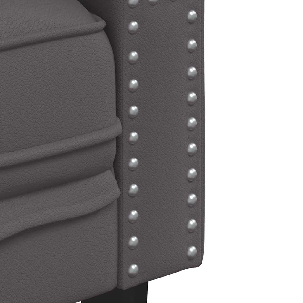 Chesterfield garnitura od 3 dijela, siva, umjetna koža