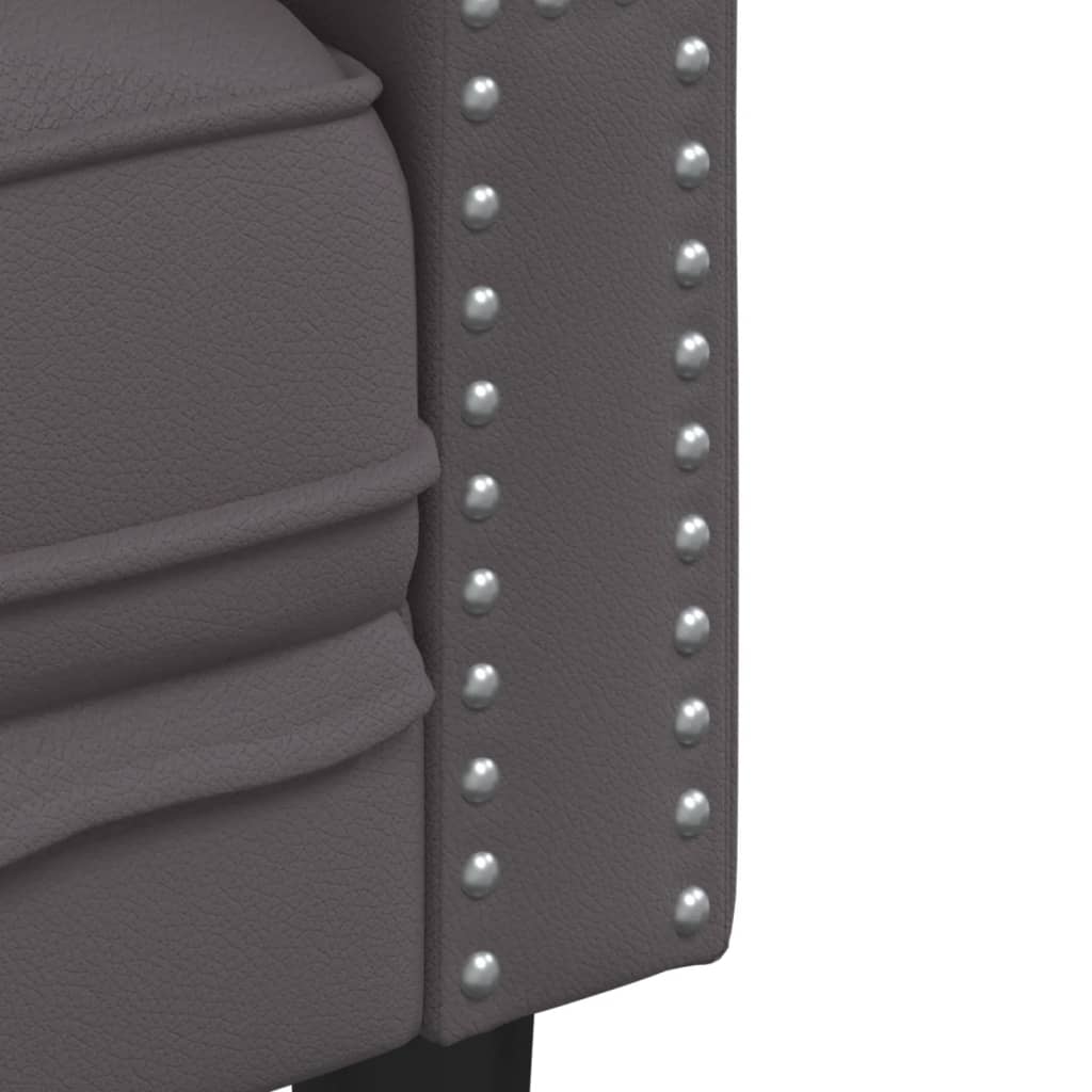 Chesterfield garnitura od 2 dijela, siva, umjetna koža