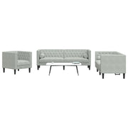 3-dijelni set sofa Chesterfield svjetlosivi baršunasti