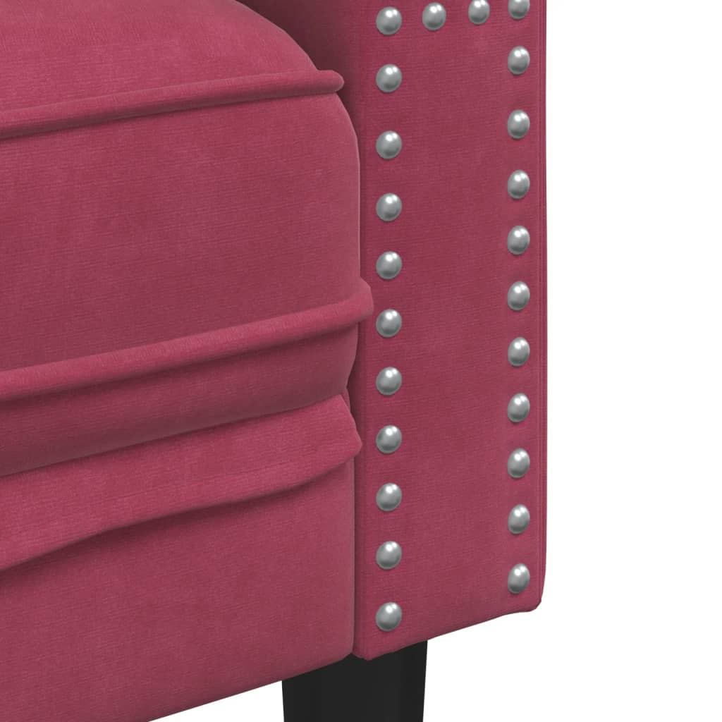 3-dijelni set sofa Chesterfield crvena boja vina baršunasti