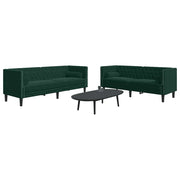 2-dijelni set sofa Chesterfield tamnozeleni baršunasti