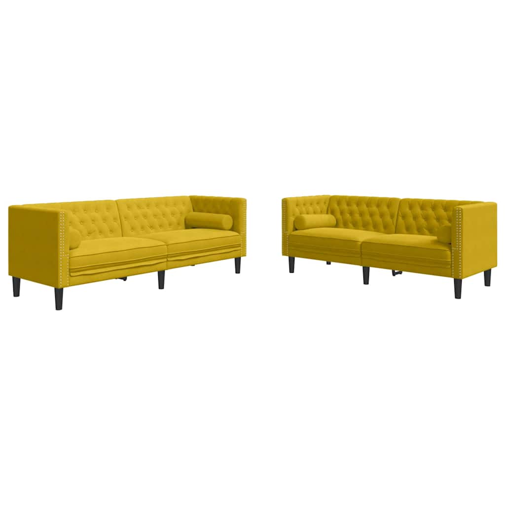 Chesterfield garnitura s jastucima, 2 dijela, žuti baršun