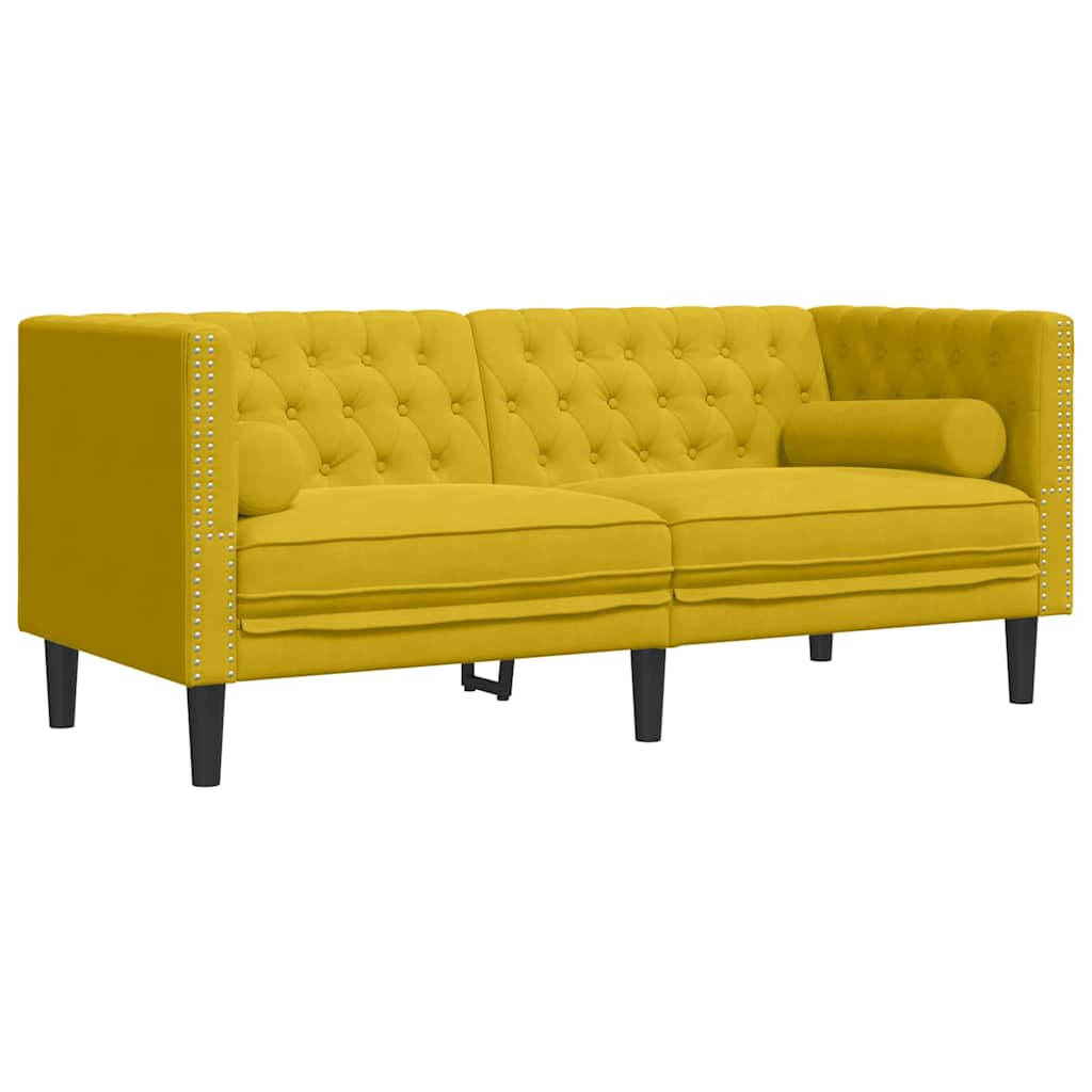 Chesterfield garnitura s jastucima, 2 dijela, žuti baršun