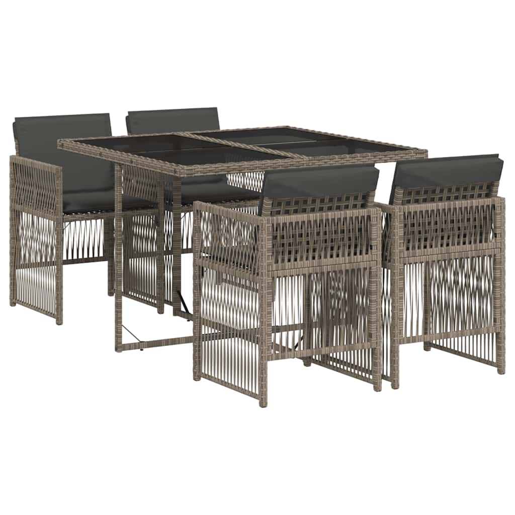 5-dijelni vrtni blagovaonski set sivi od poliratana