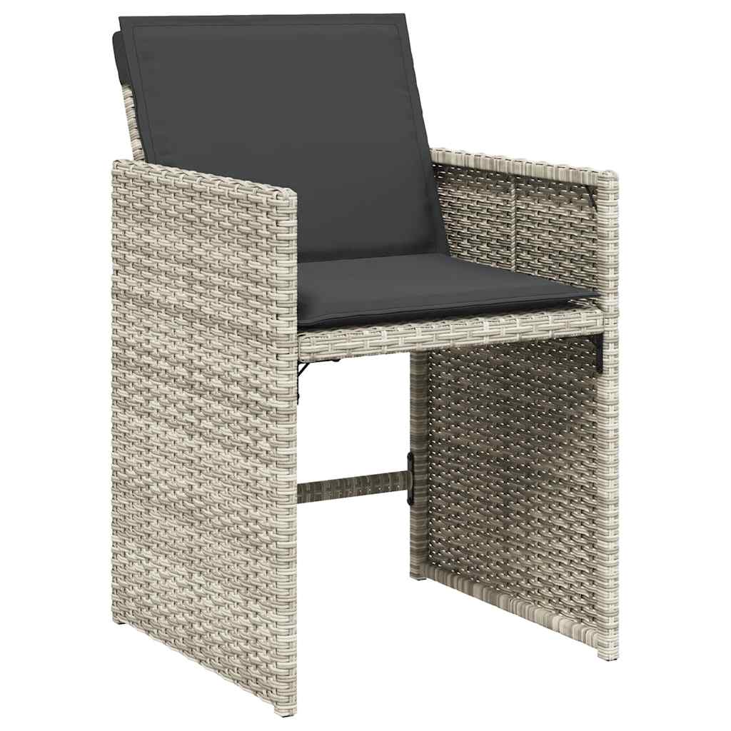 5-dijelni vrtni blagovaonski set od poliratana s jastucima sivi