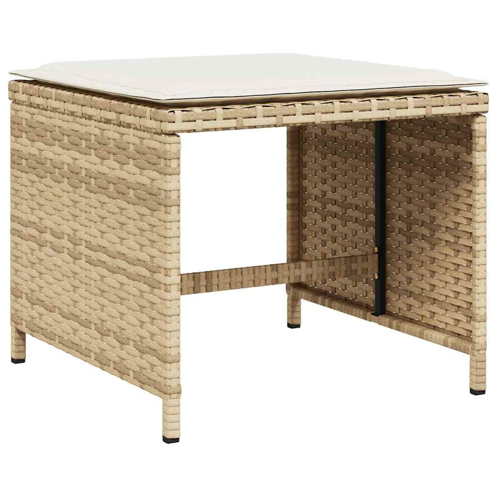 11-dijelni vrtni blagovaonski set od poliratana s jastucima bež