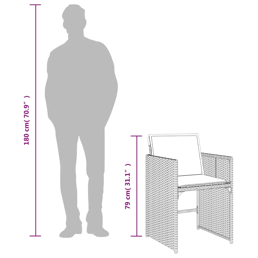 13-dijelni vrtni blagovaonski set s jastucima poliratan sivi