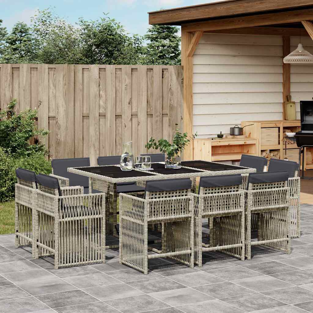 11-dijelni vrtni blagovaonski set s jastucima svijetlosivi