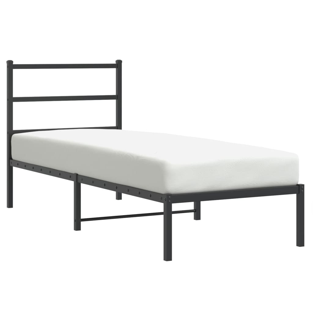 Metalni okvir za krevet s uzglavljem crni 80x200 cm