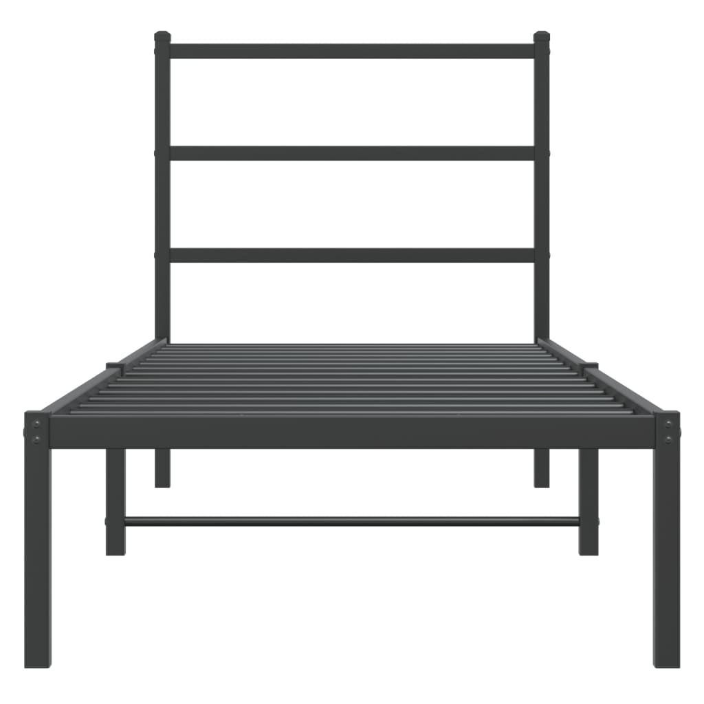 Metalni okvir za krevet s uzglavljem crni 80x200 cm