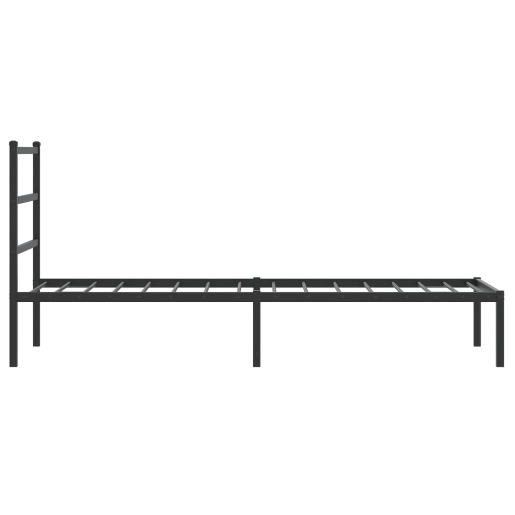 Metalni okvir za krevet s uzglavljem crni 80x200 cm