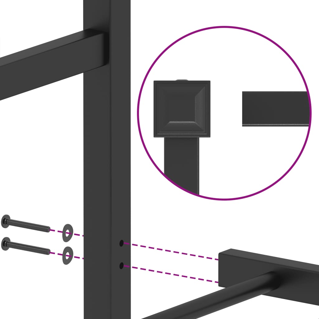 Metalni okvir za krevet s uzglavljem crni 90x200 cm