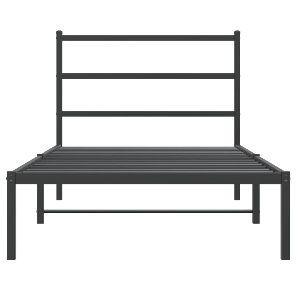 Metalni okvir za krevet s uzglavljem crni 100x200 cm