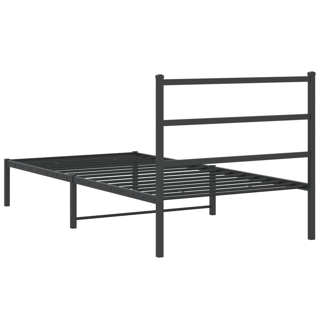 Metalni okvir za krevet s uzglavljem crni 100x200 cm