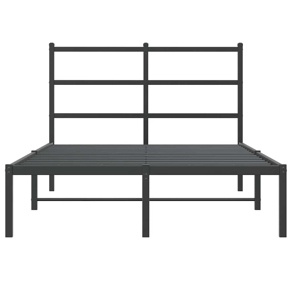 Metalni okvir za krevet s uzglavljem crni 120x190 cm