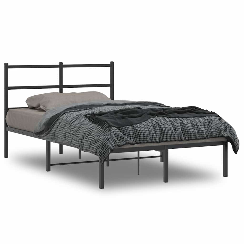 Metalni okvir za krevet s uzglavljem crni 120x190 cm