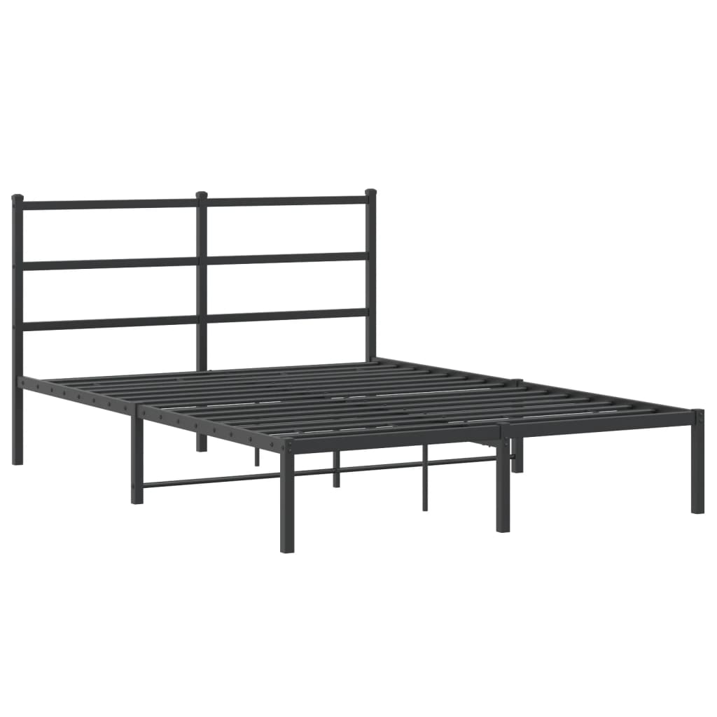 Metalni okvir za krevet s uzglavljem crni 135x190 cm