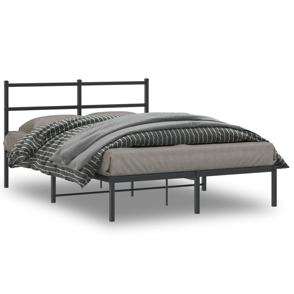Metalni okvir za krevet s uzglavljem crni 140x190 cm
