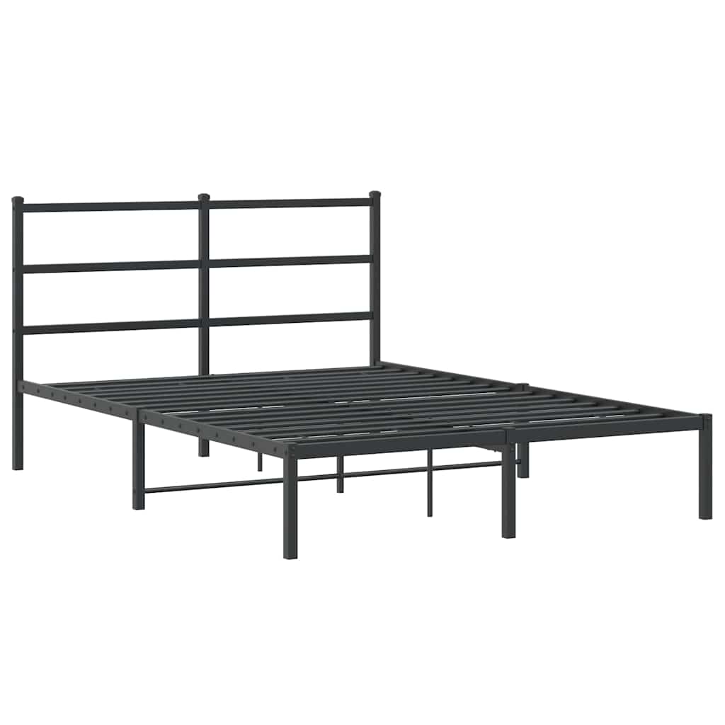 Metalni okvir za krevet s uzglavljem crni 140x200 cm