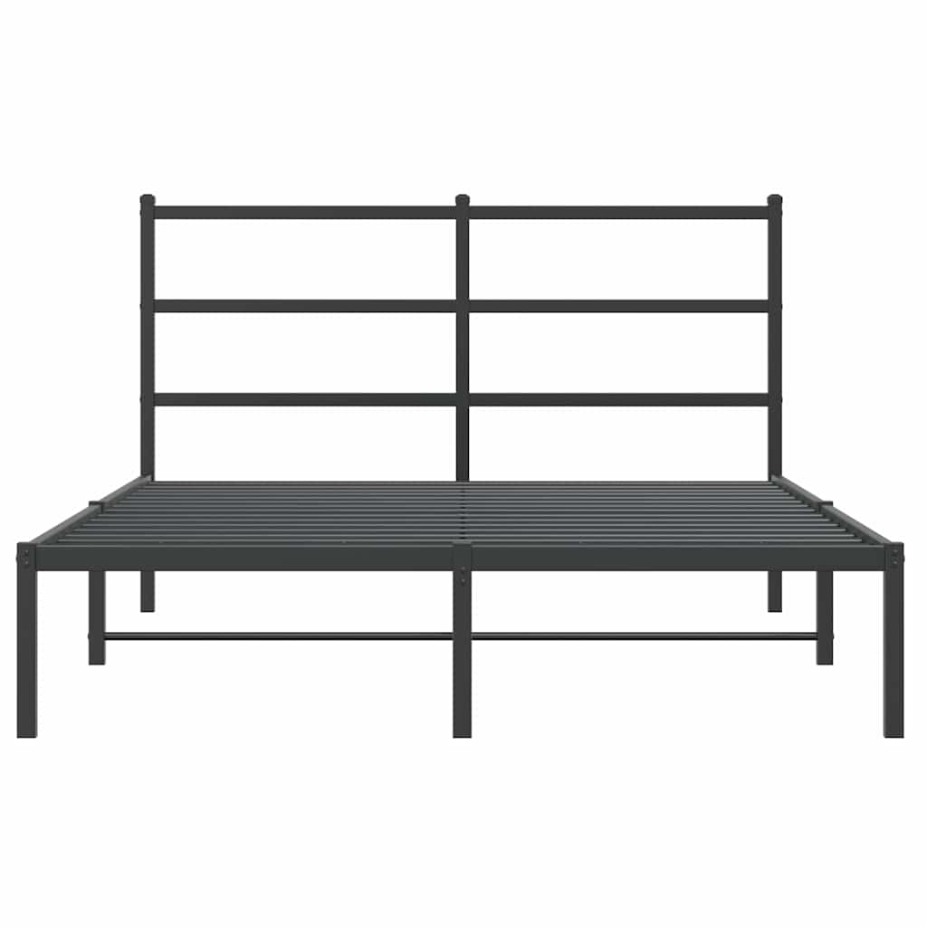 Metalni okvir za krevet s uzglavljem crni 140x200 cm