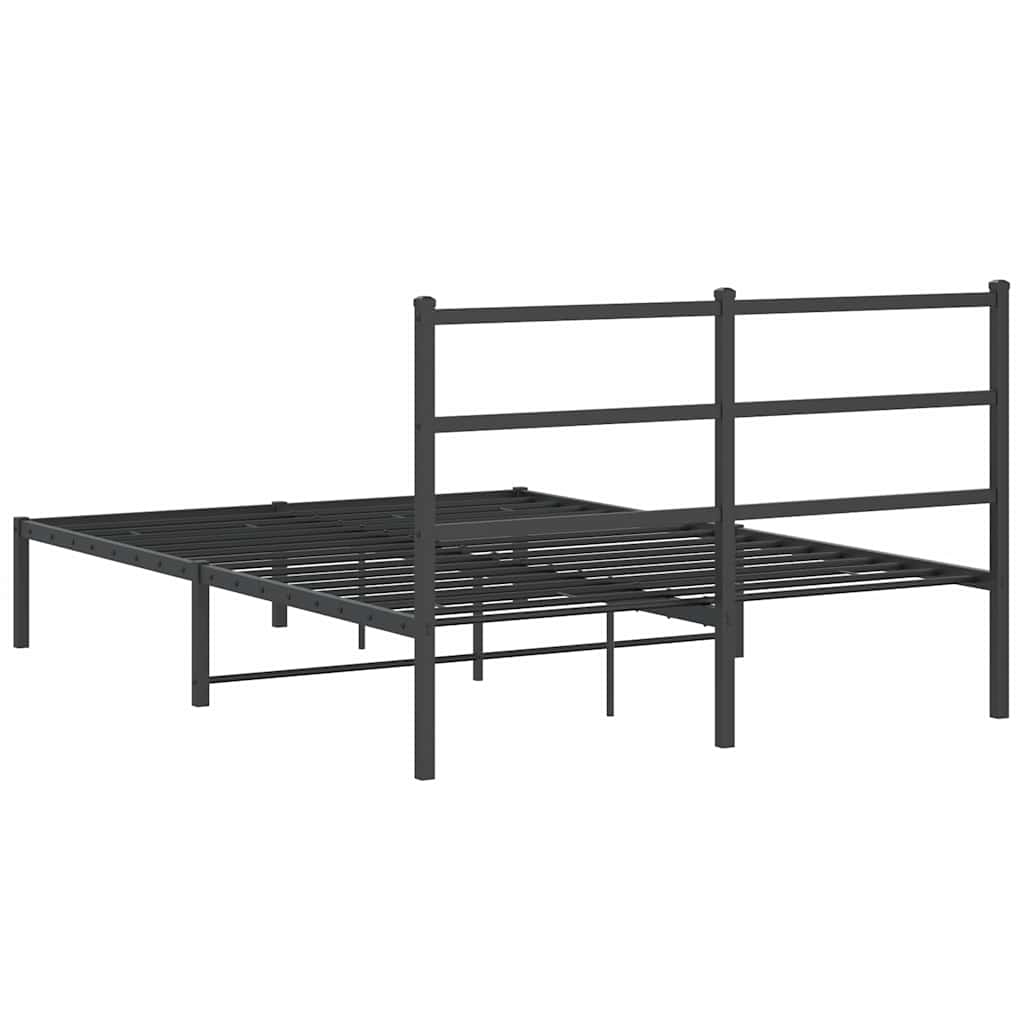 Metalni okvir za krevet s uzglavljem crni 140x200 cm