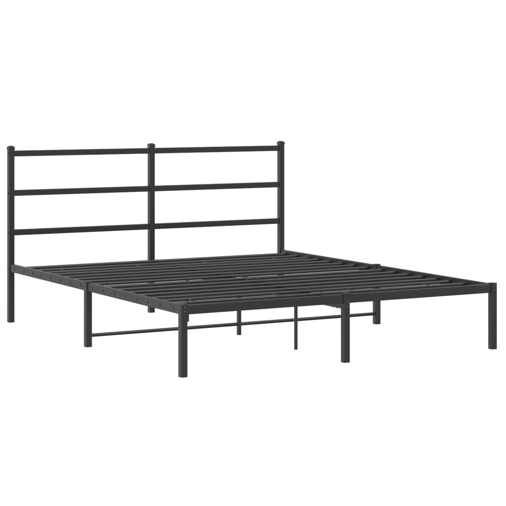 Metalni okvir za krevet s uzglavljem crni 150x200 cm