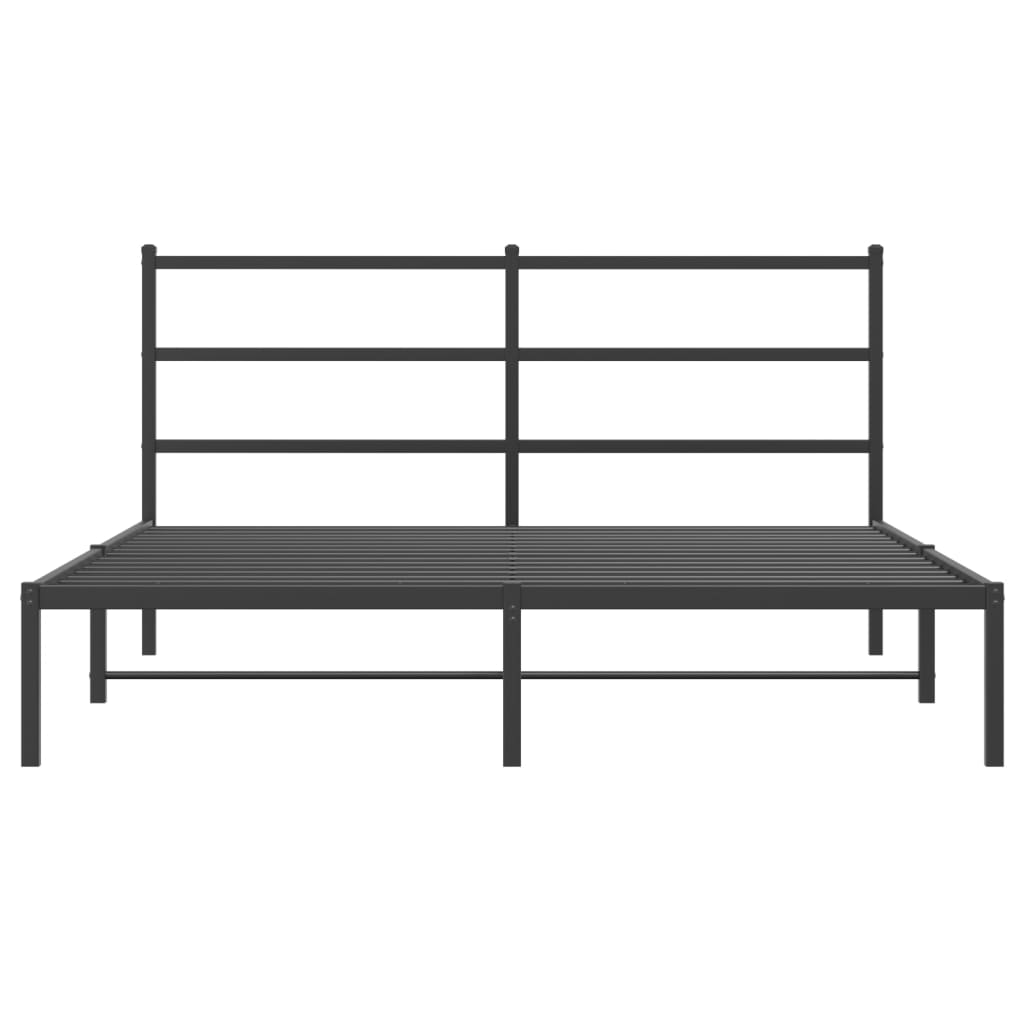 Metalni okvir za krevet s uzglavljem crni 160x200 cm
