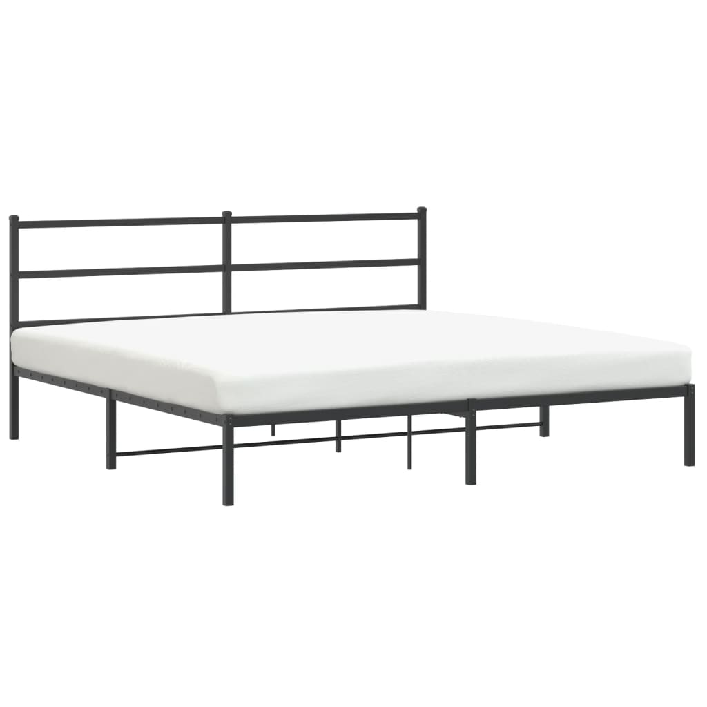 Metalni okvir za krevet s uzglavljem crni 180x200 cm