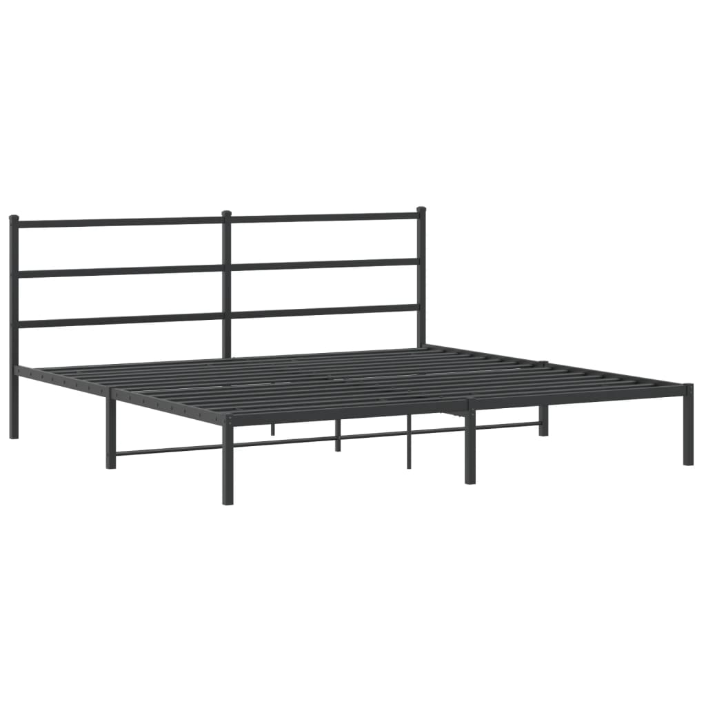 Metalni okvir za krevet s uzglavljem crni 180x200 cm