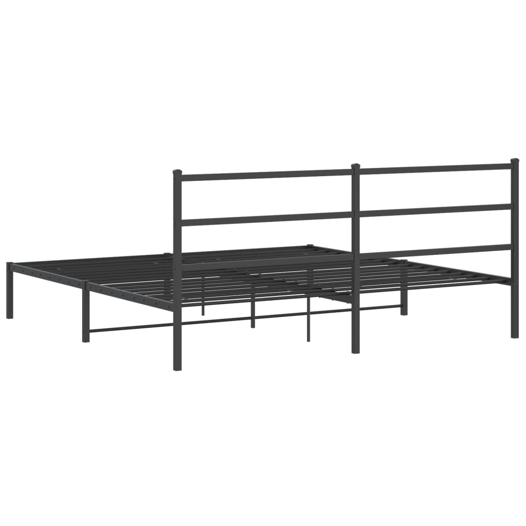 Metalni okvir za krevet s uzglavljem crni 180x200 cm