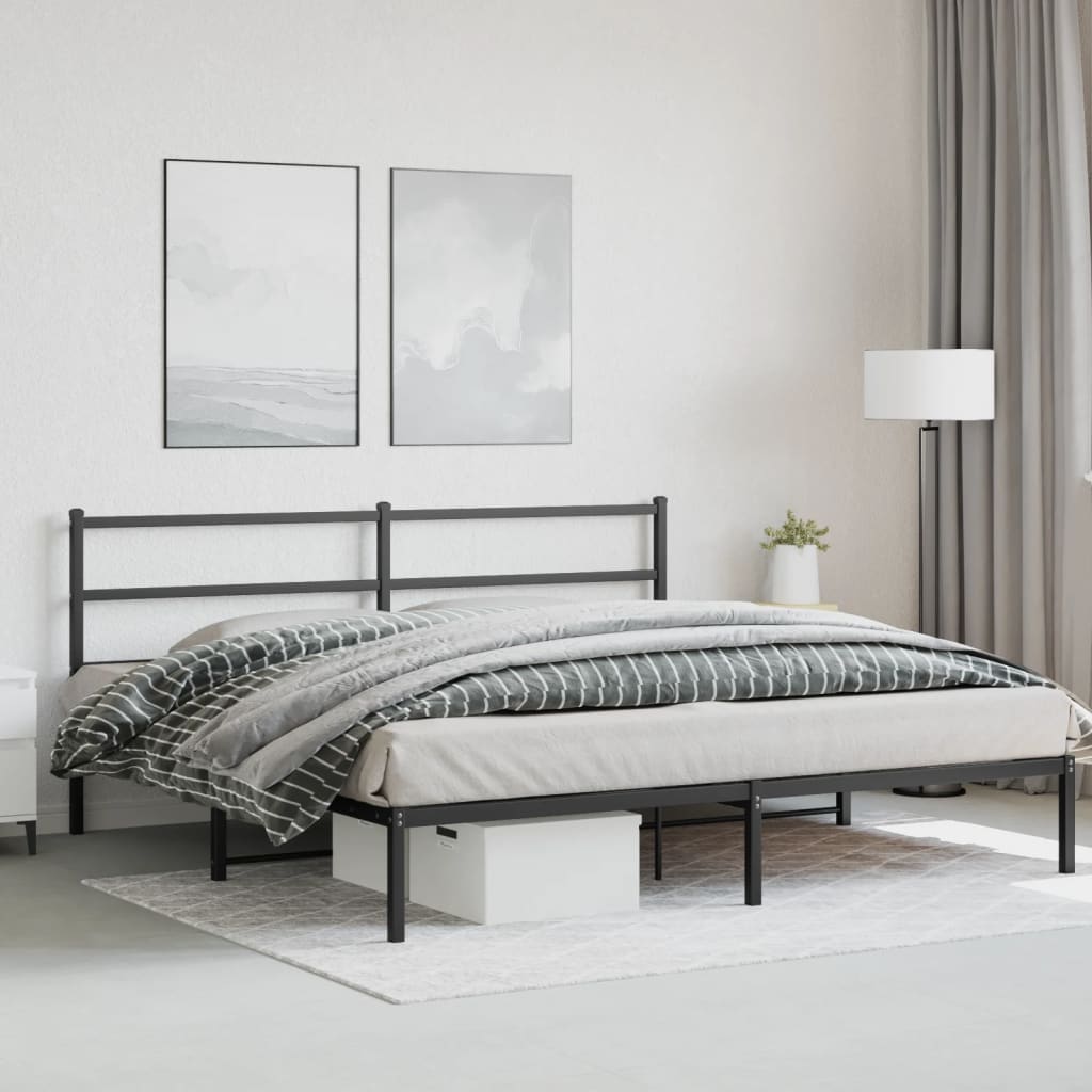 Metalni okvir za krevet s uzglavljem crni 183x213 cm