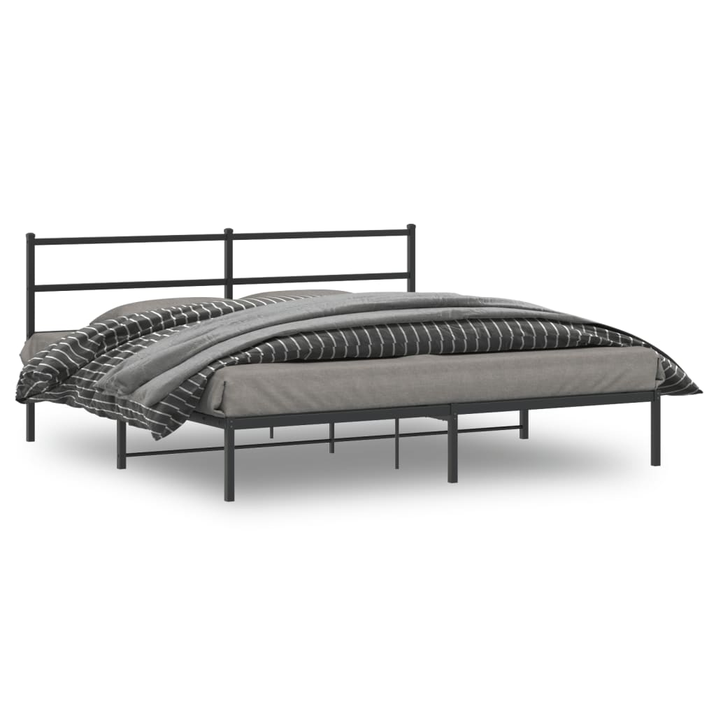 Metalni okvir za krevet s uzglavljem crni 183x213 cm