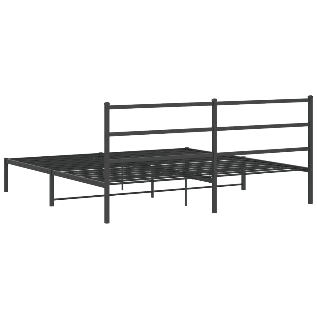 Metalni okvir za krevet s uzglavljem crni 200x200 cm