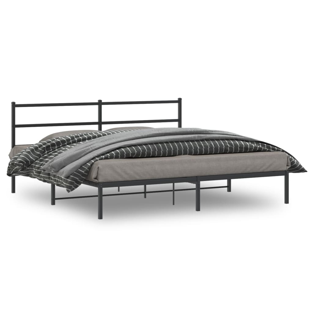 Metalni okvir za krevet s uzglavljem crni 200x200 cm